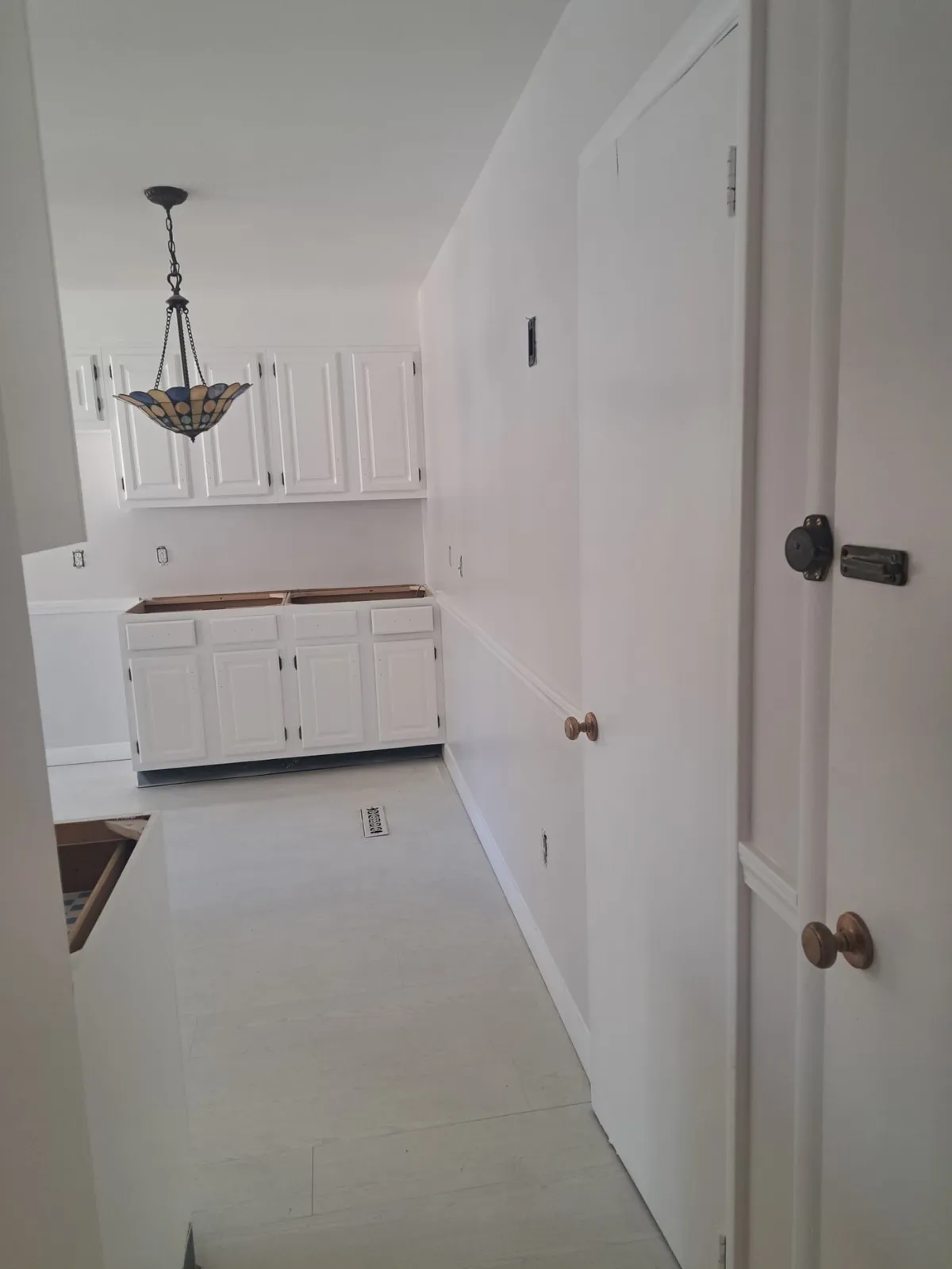 Freshly painted white hallway and trim