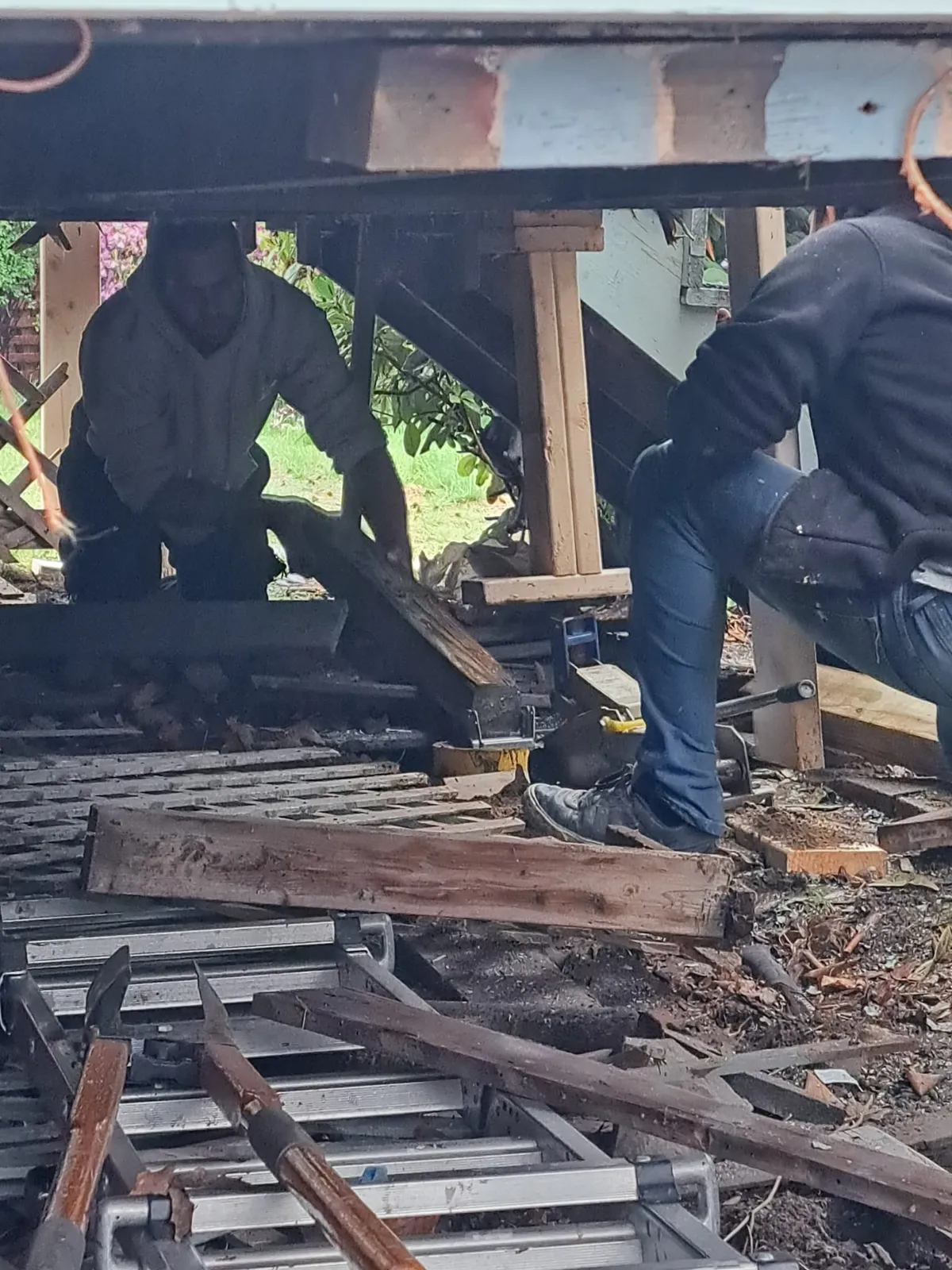 Porch demolition and rebuild in progress