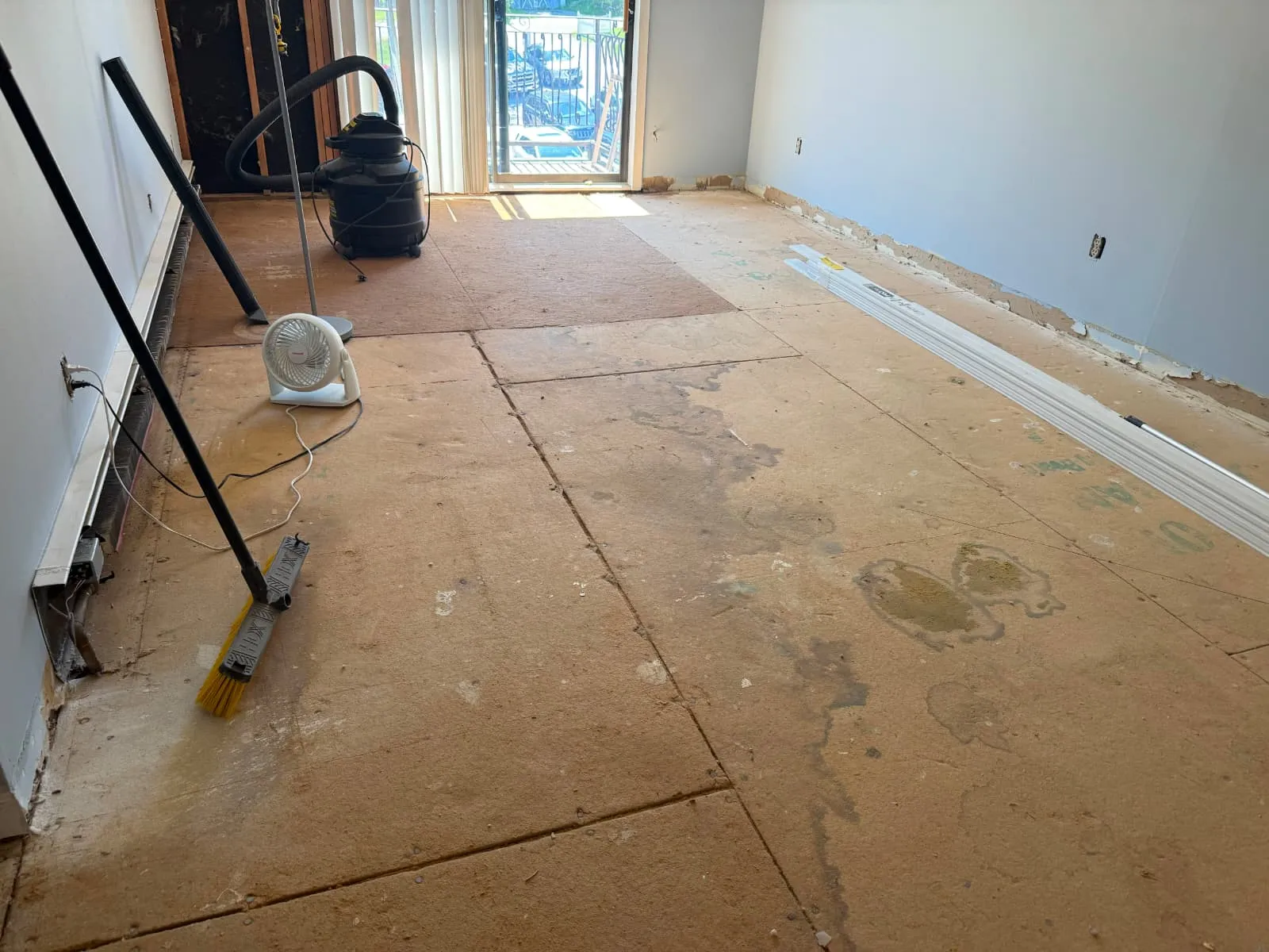 Subfloor leveled before new flooring goes down