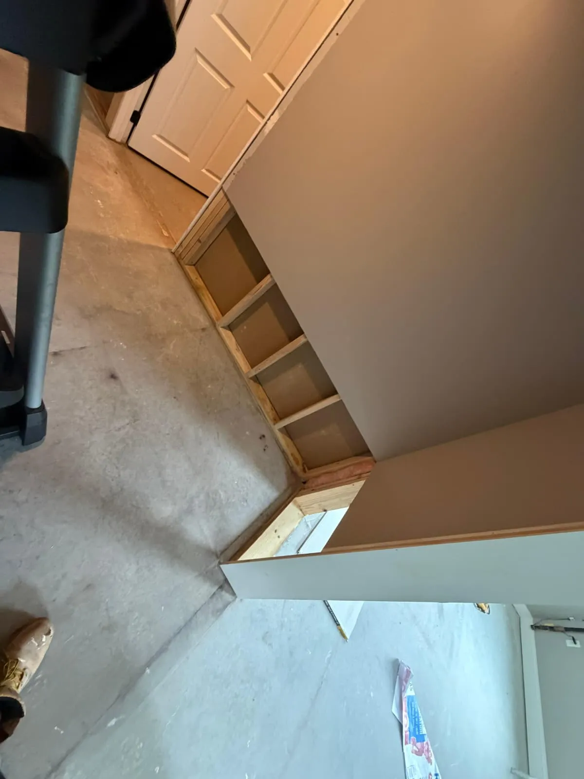 Finish carpentry and flooring in progress
